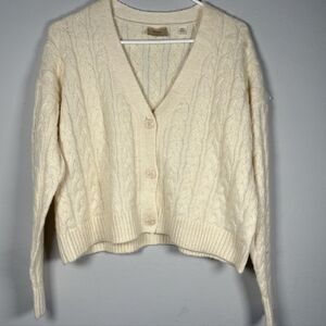 Elie Tahari Ivory Cable Knit Cardigan Women's Size Medium